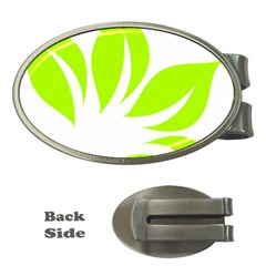 Leaf Green White Money Clips (oval) 