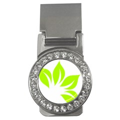Leaf Green White Money Clips (cz)  by Mariart