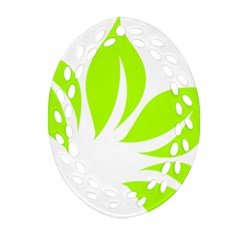 Leaf Green White Ornament (oval Filigree)