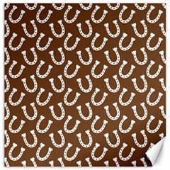 Horse Shoes Iron White Brown Canvas 12  X 12  