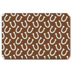 Horse Shoes Iron White Brown Large Doormat  by Mariart