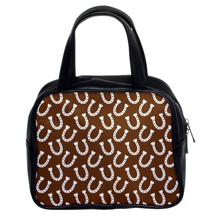 Horse Shoes Iron White Brown Classic Handbags (2 Sides)