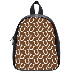 Horse Shoes Iron White Brown School Bags (small)  by Mariart