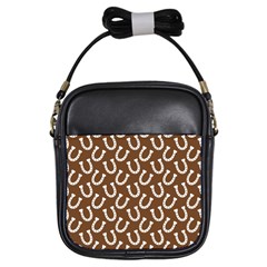 Horse Shoes Iron White Brown Girls Sling Bags by Mariart