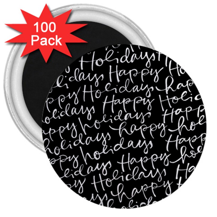 Happy Holidays 3  Magnets (100 pack)