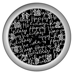 Happy Holidays Wall Clocks (silver)  by Mariart