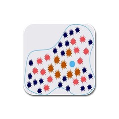 Island Top View Good Plaid Spot Star Rubber Square Coaster (4 Pack)  by Mariart