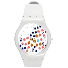 Island Top View Good Plaid Spot Star Round Plastic Sport Watch (m)