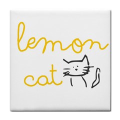 Lemon Animals Cat Orange Tile Coasters