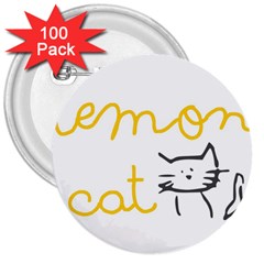 Lemon Animals Cat Orange 3  Buttons (100 Pack)  by Mariart