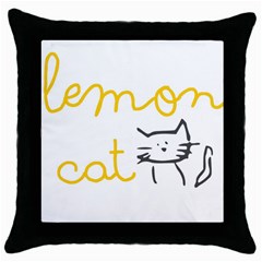 Lemon Animals Cat Orange Throw Pillow Case (black)