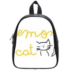 Lemon Animals Cat Orange School Bags (small)  by Mariart