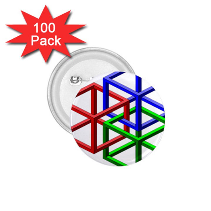 Impossible Cubes Red Green Blue 1.75  Buttons (100 pack) 