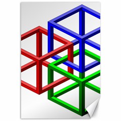 Impossible Cubes Red Green Blue Canvas 12  x 18  