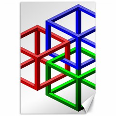 Impossible Cubes Red Green Blue Canvas 24  x 36 