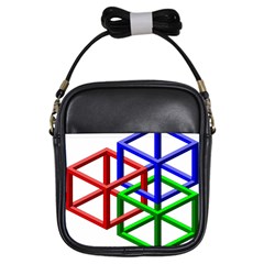 Impossible Cubes Red Green Blue Girls Sling Bags