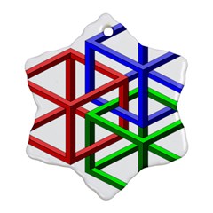 Impossible Cubes Red Green Blue Ornament (Snowflake)