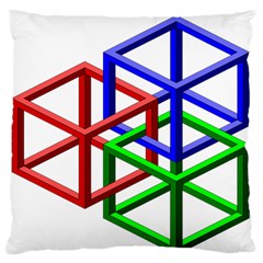 Impossible Cubes Red Green Blue Large Flano Cushion Case (Two Sides)