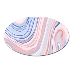 Marble Abstract Texture With Soft Pastels Colors Blue Pink Grey Oval Magnet