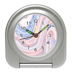 Marble Abstract Texture With Soft Pastels Colors Blue Pink Grey Travel Alarm Clocks by Mariart