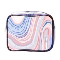 Marble Abstract Texture With Soft Pastels Colors Blue Pink Grey Mini Toiletries Bags by Mariart