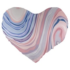 Marble Abstract Texture With Soft Pastels Colors Blue Pink Grey Large 19  Premium Flano Heart Shape Cushions