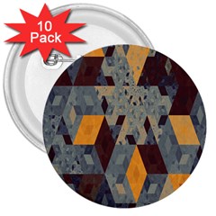 Apophysis Isometric Tessellation Orange Cube Fractal Triangle 3  Buttons (10 Pack) 