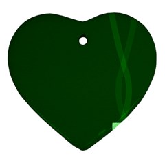 Mug Green Hot Tea Coffe Heart Ornament (two Sides)