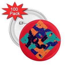 Plaid Red Sign Orange Blue 2 25  Buttons (100 Pack) 