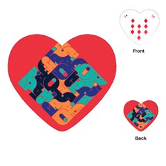 Plaid Red Sign Orange Blue Playing Cards (heart)  by Mariart