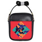 Plaid Red Sign Orange Blue Girls Sling Bags Front