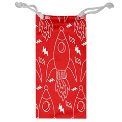 Moon Red Rocket Space Jewelry Bag by Mariart