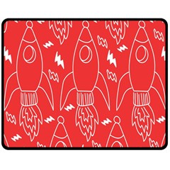 Moon Red Rocket Space Fleece Blanket (medium) 