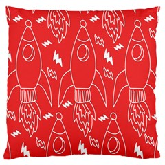 Moon Red Rocket Space Large Cushion Case (two Sides)