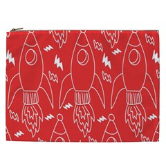 Moon Red Rocket Space Cosmetic Bag (xxl)  by Mariart