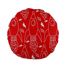 Moon Red Rocket Space Standard 15  Premium Round Cushions by Mariart