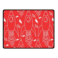 Moon Red Rocket Space Double Sided Fleece Blanket (small)  by Mariart