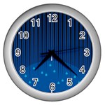 Rain Blue Sky Water Black Line Wall Clocks (Silver)  Front