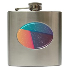 Modern Minimalist Abstract Colorful Vintage Adobe Illustrator Blue Red Orange Pink Purple Rainbow Hip Flask (6 Oz)