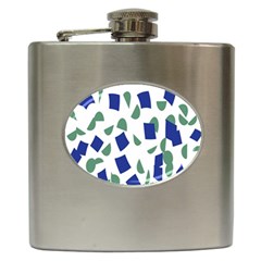 Scatter Geometric Brush Blue Gray Hip Flask (6 Oz)