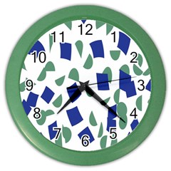 Scatter Geometric Brush Blue Gray Color Wall Clocks