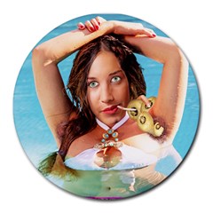 Woman In Pool Round Mousepads by RakeClag