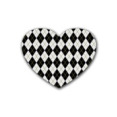 Plaid Pattern Rubber Coaster (heart)  by Valentinaart