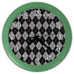 Plaid Pattern Color Wall Clocks by Valentinaart