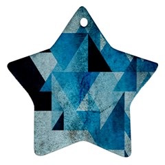 Plane And Solid Geometry Charming Plaid Triangle Blue Black Ornament (star)