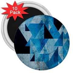 Plane And Solid Geometry Charming Plaid Triangle Blue Black 3  Magnets (10 Pack)  by Mariart