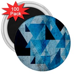 Plane And Solid Geometry Charming Plaid Triangle Blue Black 3  Magnets (100 Pack)