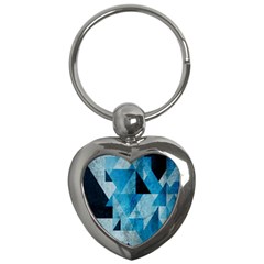 Plane And Solid Geometry Charming Plaid Triangle Blue Black Key Chains (heart) 