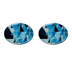 Plane And Solid Geometry Charming Plaid Triangle Blue Black Cufflinks (oval)