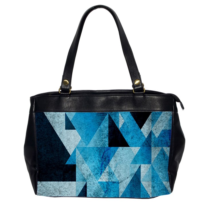 Plane And Solid Geometry Charming Plaid Triangle Blue Black Office Handbags (2 Sides) 